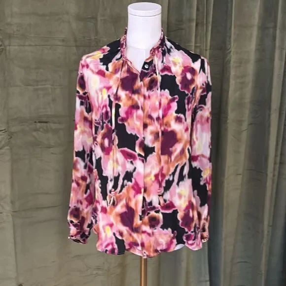 KOBI HALPERIN 100% silk  Multicolor Blouse, XS - Picture 6 of 14